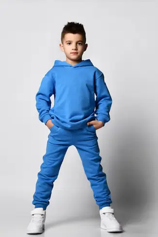 blue spun tracksuit for kids manufactured by jgr enterprises
